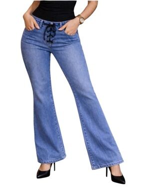 Genetic Los Angeles Vintage Jagger Flare Jeans 32x34 Stretch Lace-Up NWT